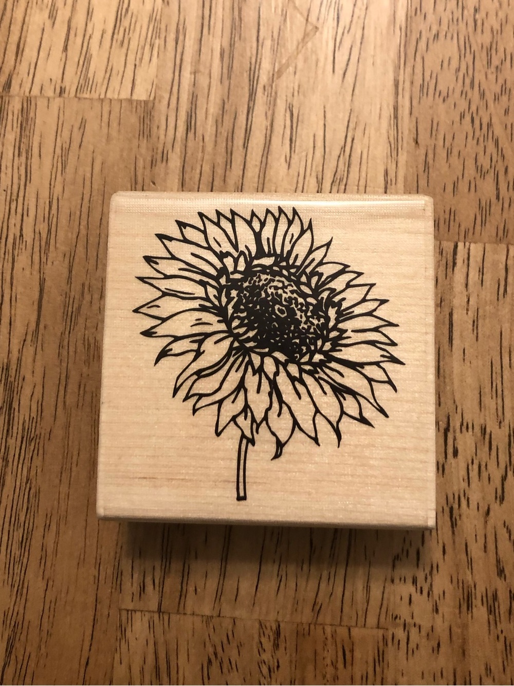 Recollections Black Sunflower Wood Stamp on Natural Wood NEW